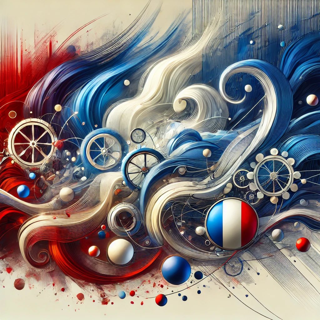 Illustration en bleu, blanc et rouge symbolisant un forum d’échanges d’idées sur le vivre-ensemble, inspiré des valeurs françaises.